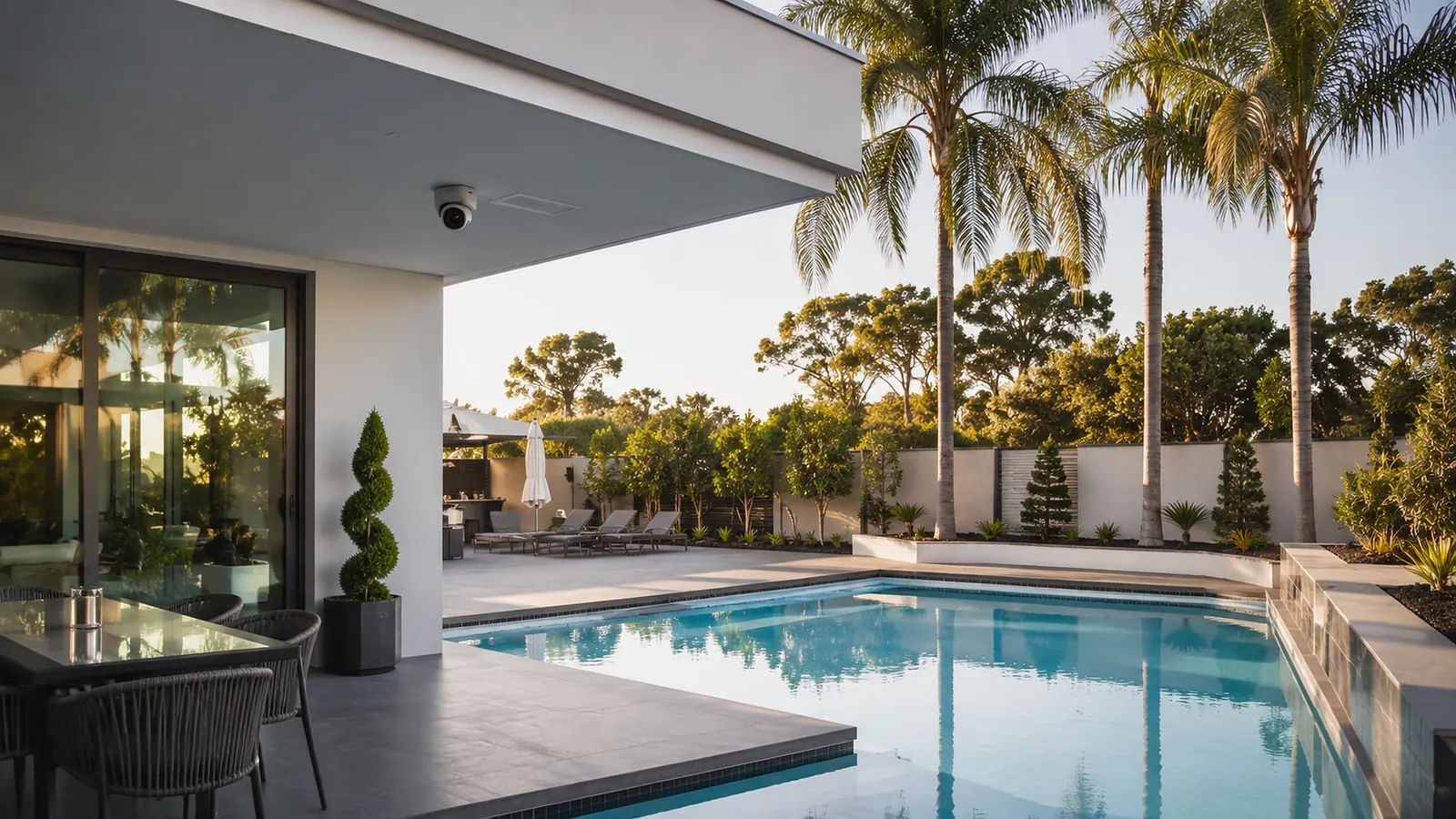 Pool and rear garden CCTV installation example