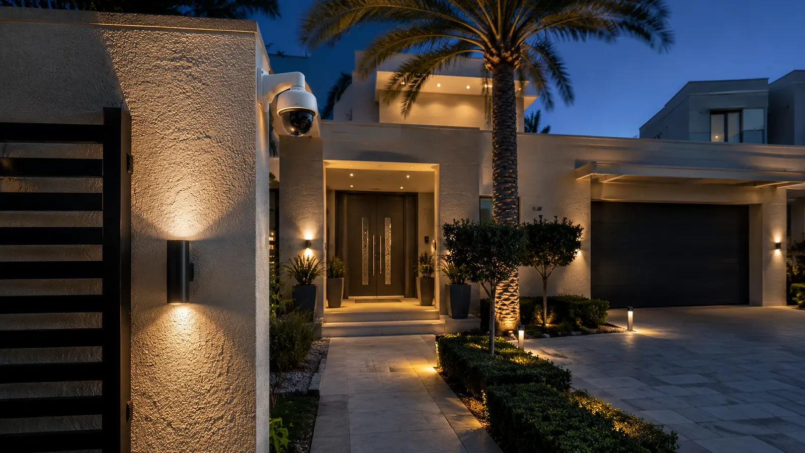 Front entrance at dusk CCTV installation example
