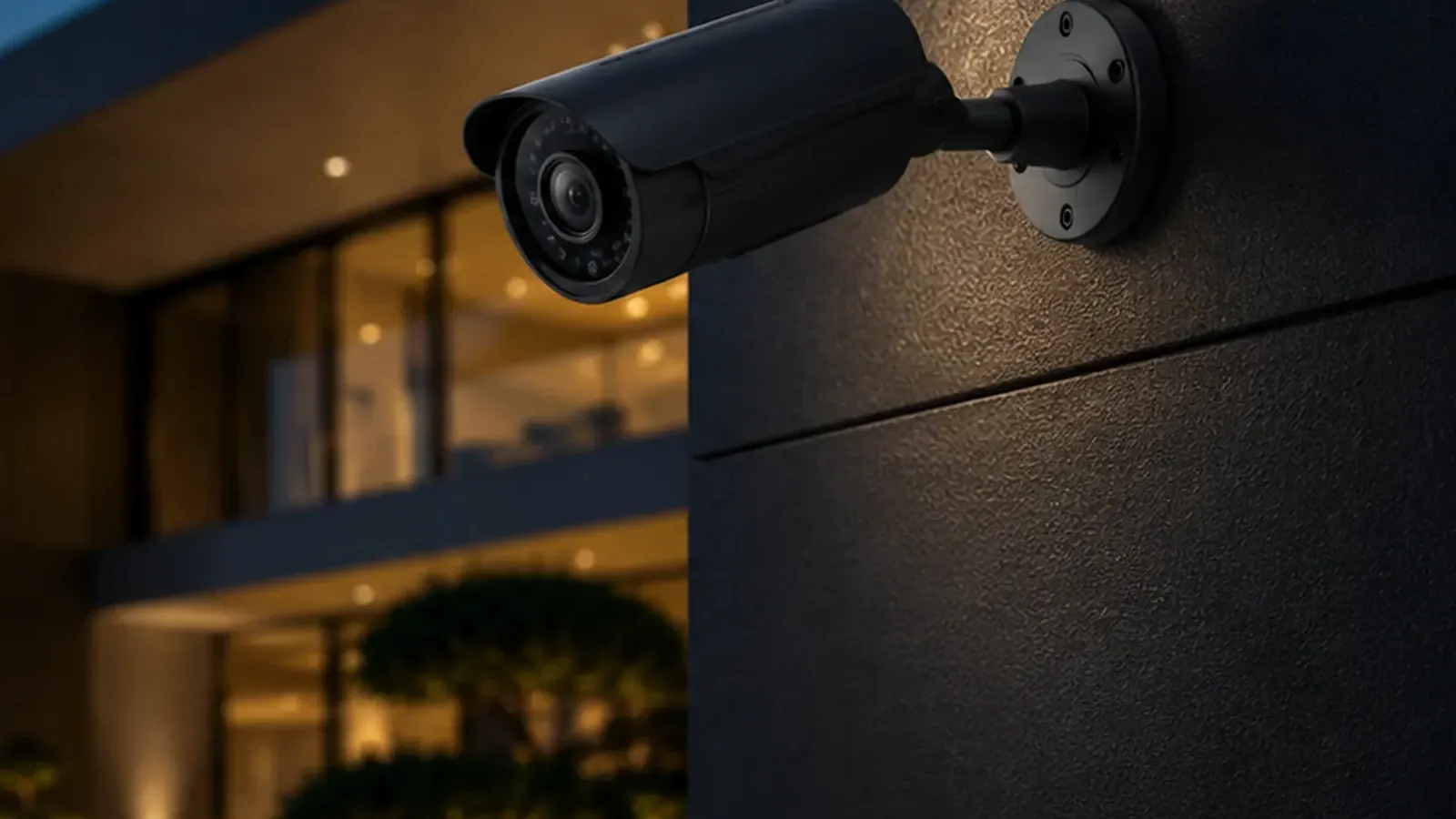 Wall-mounted perimeter camera CCTV installation example
