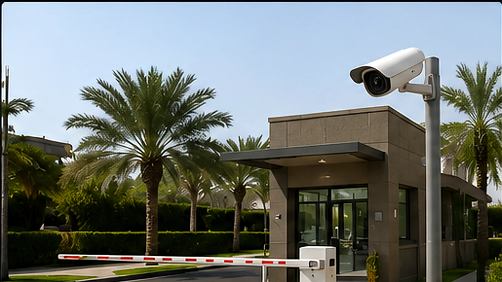 CCTV camera monitoring a gated entrance in Dubai